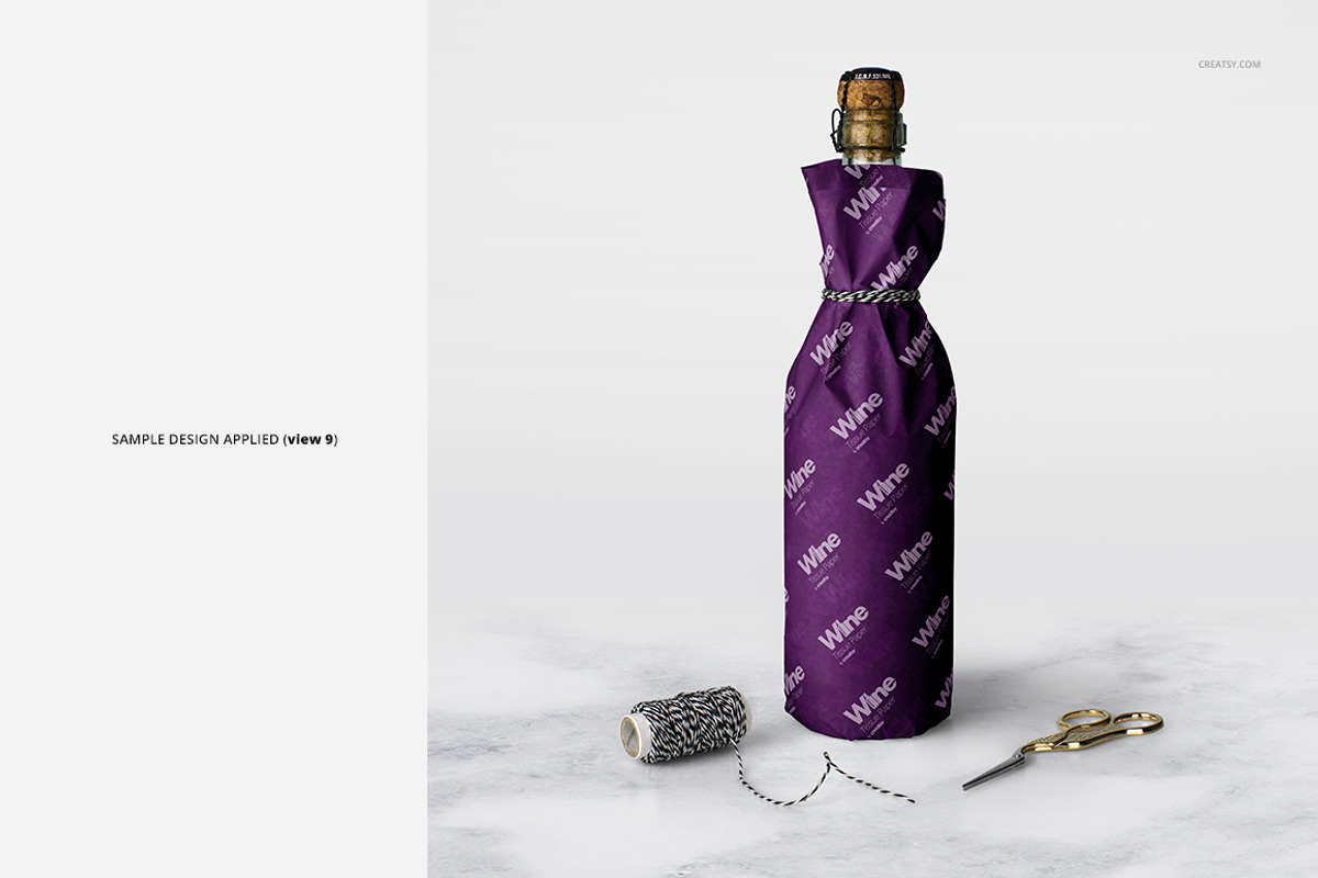Wrapping Paper Wine Bottle Mockup, a Pens & Pencil Mockup by creatsy5 (Photo 14 of 27)