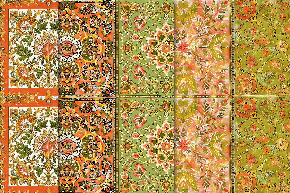 Rust Green Block Print Seamless Tile, a Pattern Graphic by Maishop