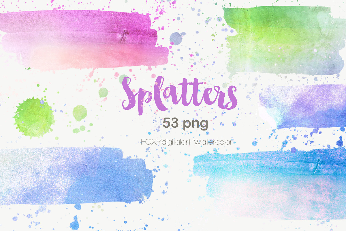 Watercolor splatters paint splashes, a Texture Graphic by FOXYdigitalart (Photo 12 of 12)