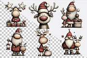 Santa Reindeer Christmas Clipart, an Animal Illustration by SVGArt (Thumbnail 2 of 9)