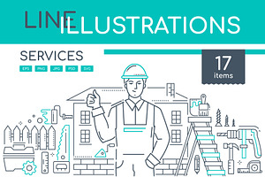 Services Line Illustrations Bundle