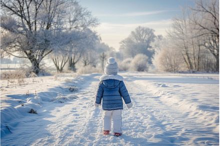 Toddler's winter adventure in snowy, a Nature Photo by Ylivdesign