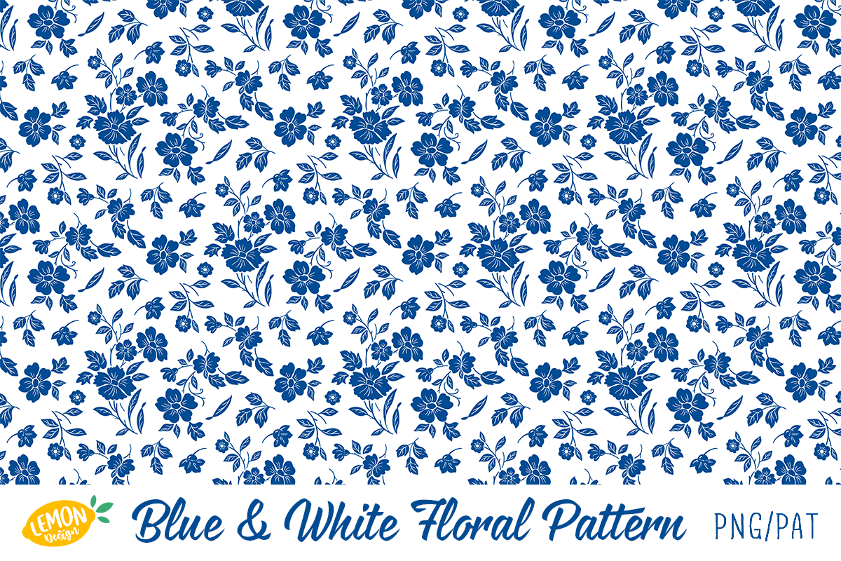 Blue & White Floral Pattern Bundle, a Pattern Graphic by LemonDesign (Photo 5 of 13)
