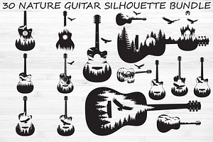 Nature Landscape Guitar Silhouette, an Object Illustration by Creativeshirt