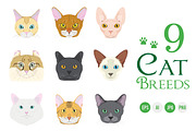 9x Cat breeds Vector Collection, an Animal Illustration by asantosg (Thumbnail 1 of 5)