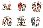 Watercolor Summer Flip Flop Clipart, an Illustration by CreationArt (Thumbnail 7 of 7)
