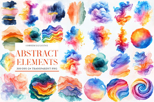 Watercolor Abstract Elements Clipart, an Illustration by Designworld