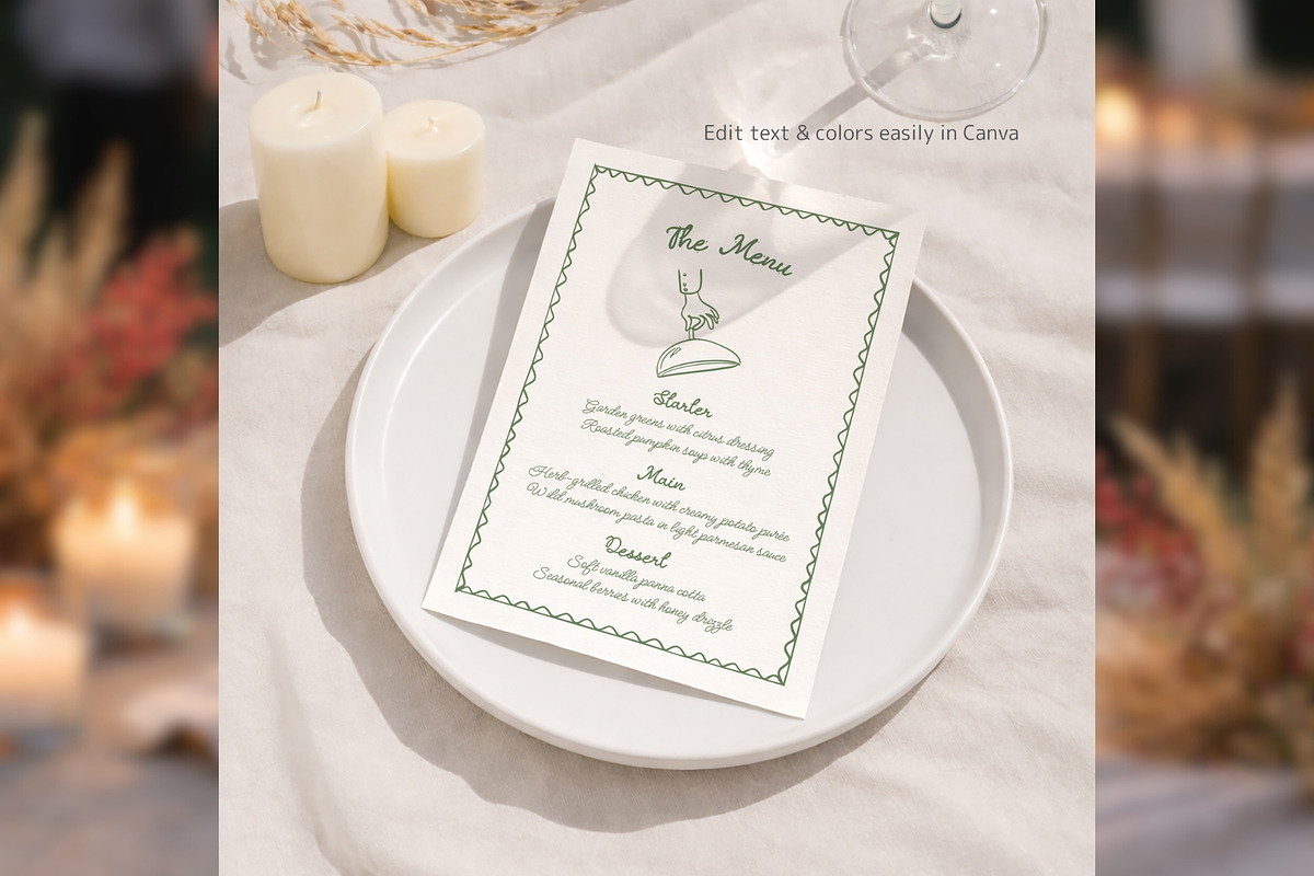 Wedding Menu Canva Template bd003, a Card Template by TyphoonStudio (Photo 4 of 8)