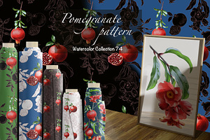Pomegranate Watercolor Patterns