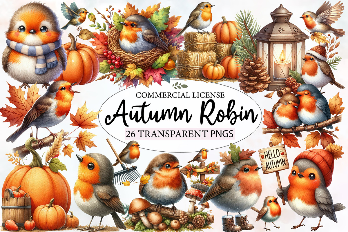 Autumn Robin Bird clipart, an Illustration by Designworld (Photo 1 of 7)