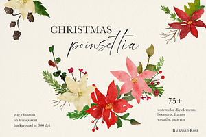 Watercolor Christmas Poinsettia
