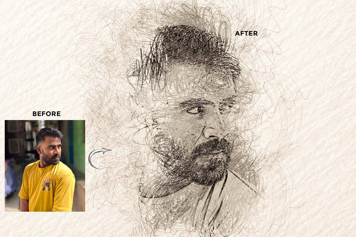 Expressive Scribble Sketch FX, an Action Add-On by Studio Retouch (Photo 12 of 14)