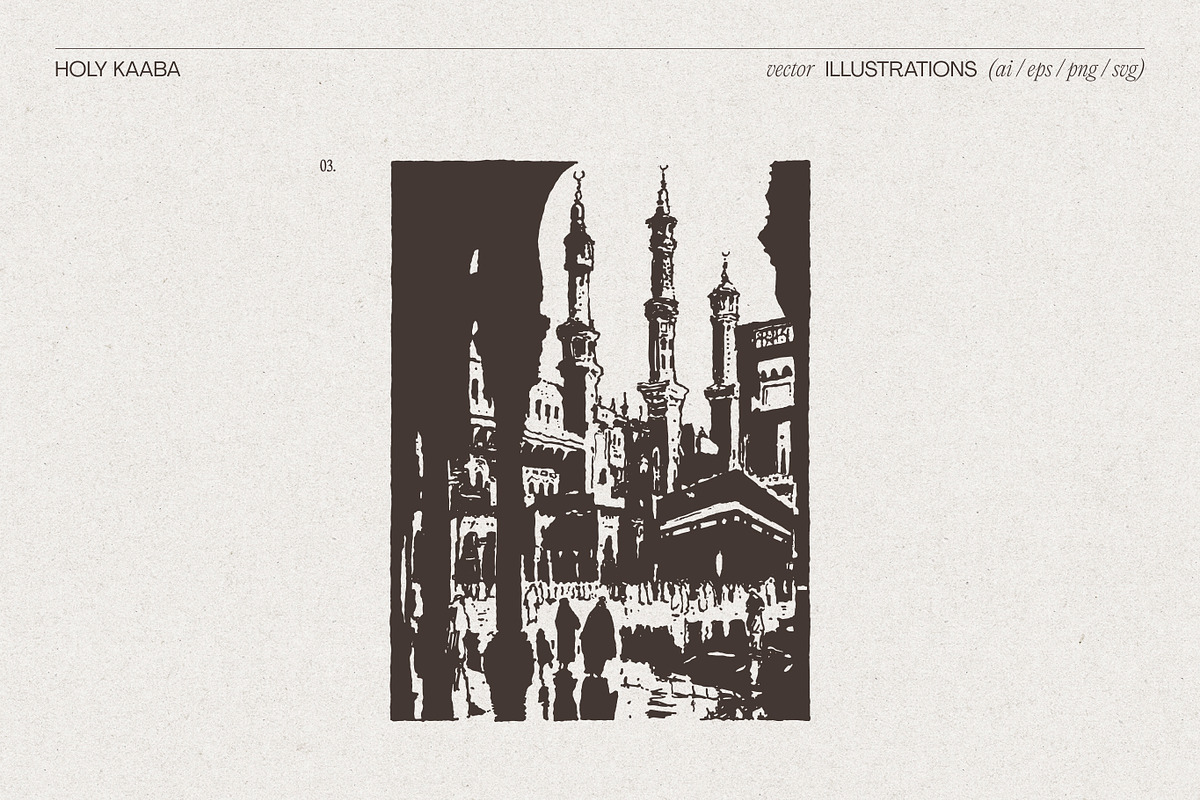 Holy Kaaba Mecca Sketches, an Object Illustration by TheMountBirdStudio (Photo 5 of 6)