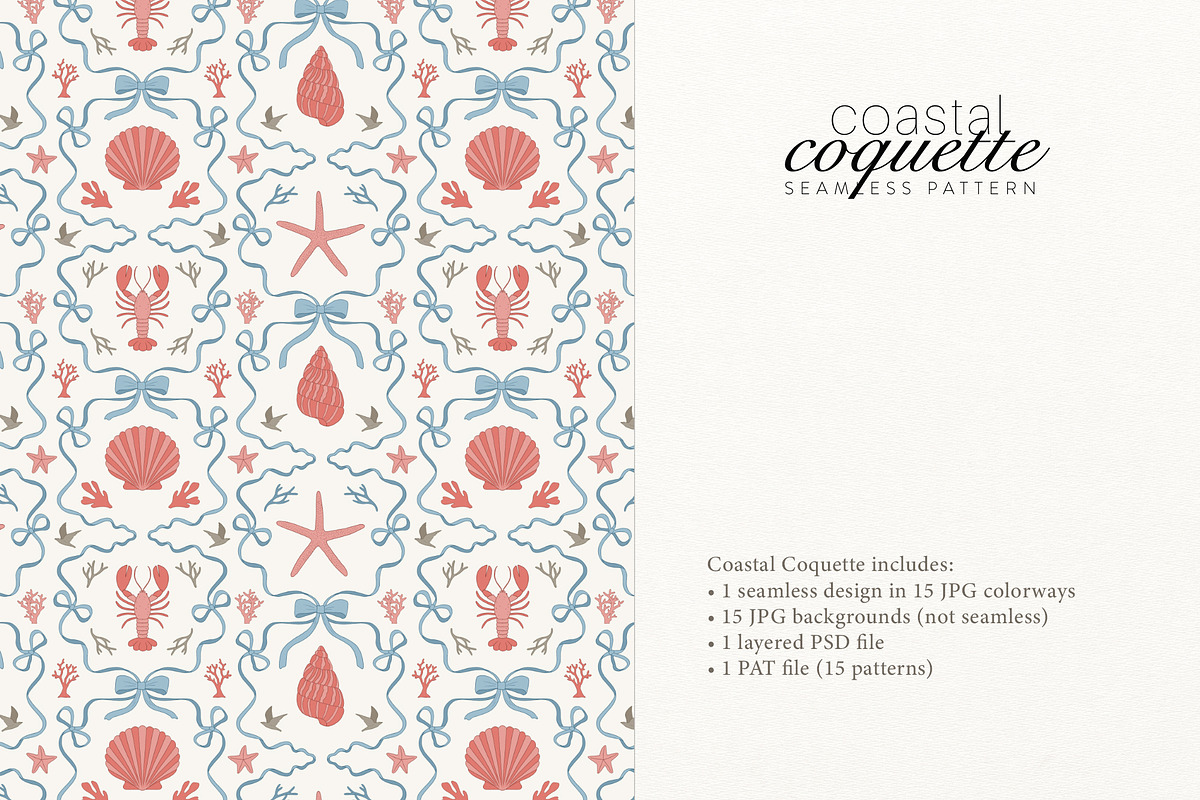 Coastal Coquette Seamless Pattern, a Pattern Graphic by Dina Mae (Photo 3 of 14)