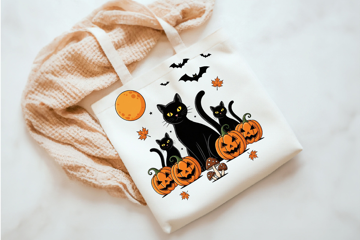 Black Cat Pumpkin Png, an Illustration by Watercolor design (Photo 3 of 3)