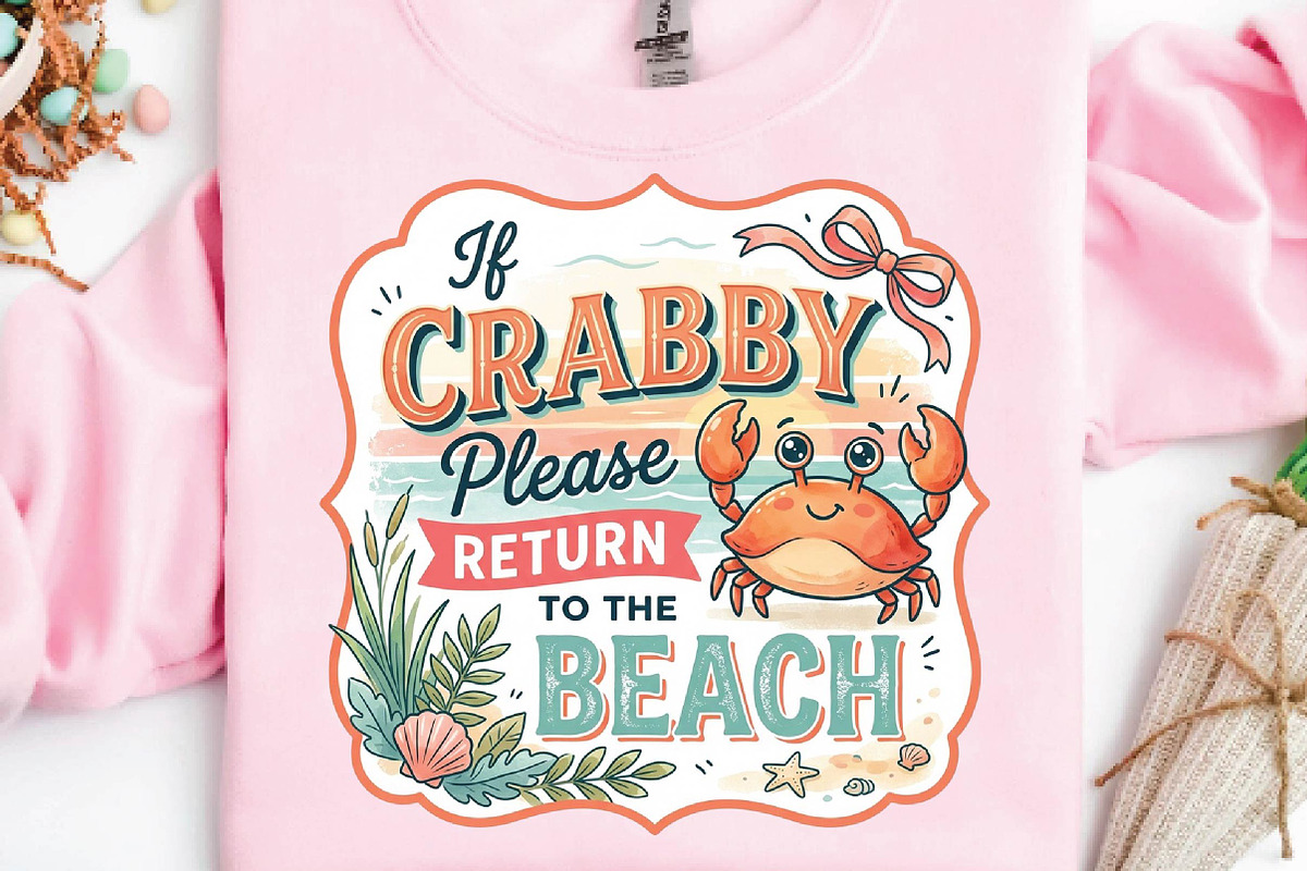 Cute Summer Crab Sublimation Design, a Seasonal Illustration by DreamPrint404 (Photo 5 of 6)