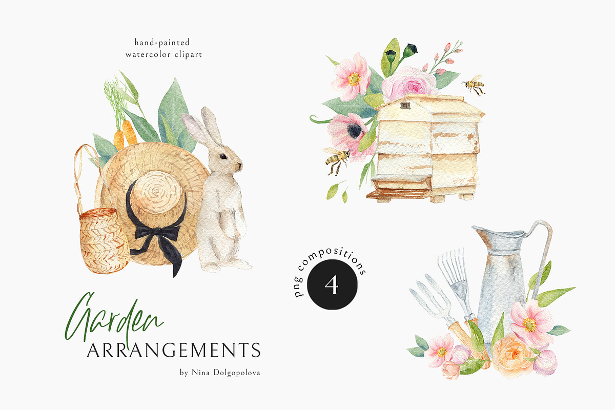 Watercolor Gardening Clipart, PNG, an Illustration by NiKO (Photo 1 of 7)