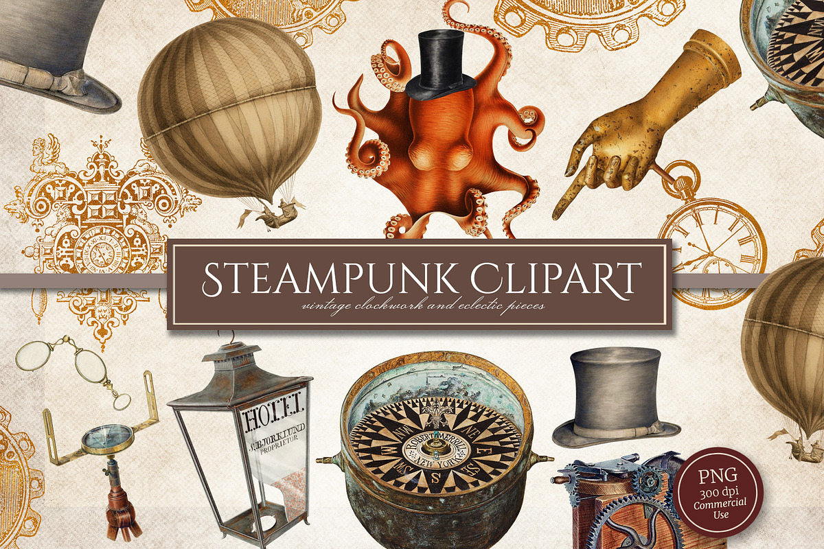 Steampunk Clipart Set, an Illustration by Secret Helper (Photo 1 of 7)