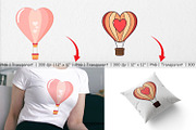 Heart Hot Air Balloon Clipart, a Graphic by Artnoy (Thumbnail 3 of 5)