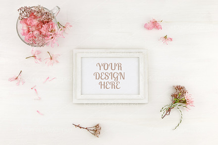 Flatlay wooden frame mockup, a Background Photo by Bubert Art