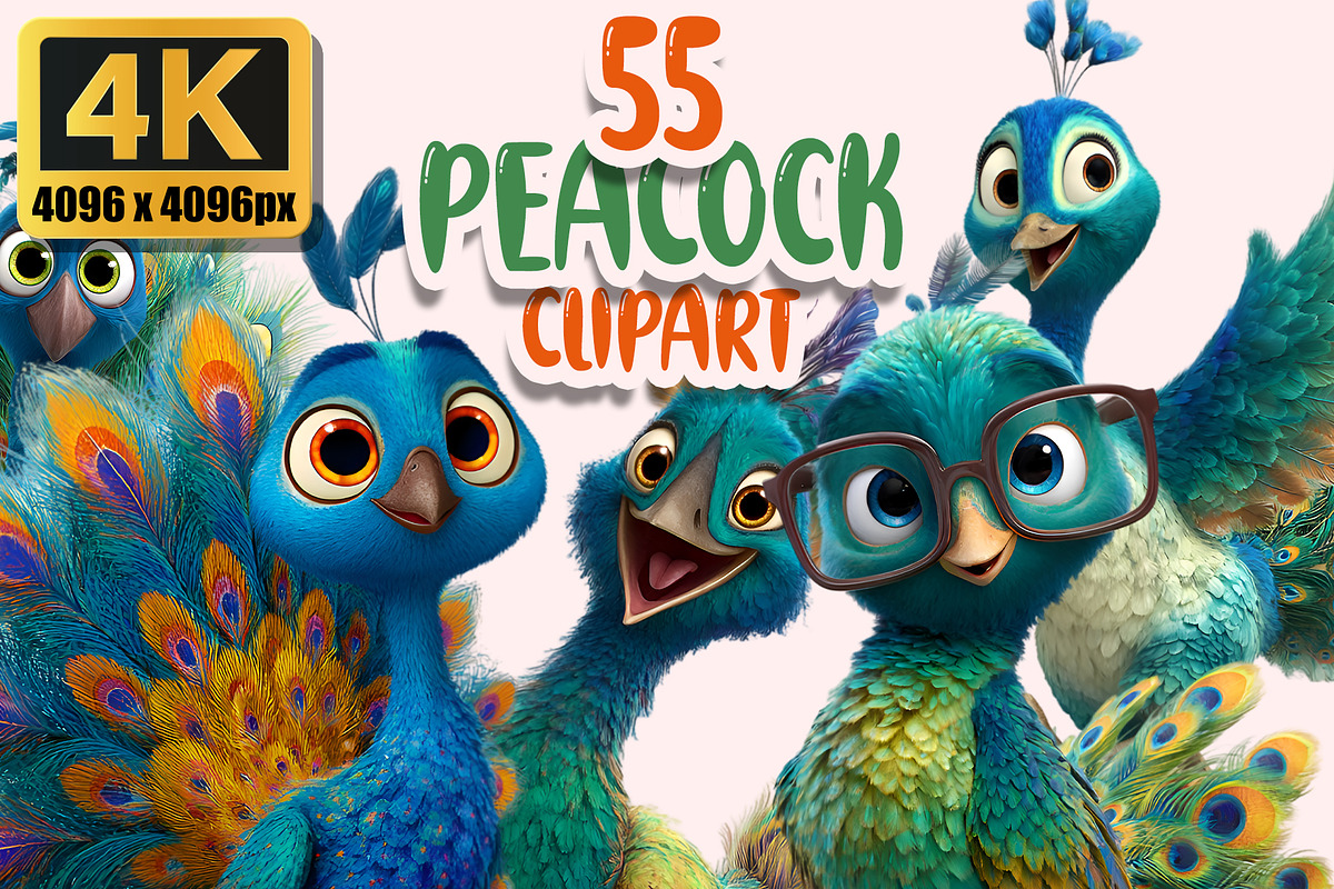 Peacock Clipart PNG Bundle, a Graphic by M9 Design (Photo 1 of 9)