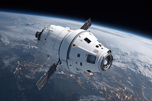 Spacecraft orbiting Earth nighttime, a Photo by Pixeness Studio