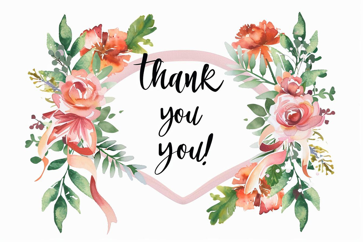 Watercolor Floral Thank You Cards, an Illustration by BIPLOB EXPERT (Photo 6 of 13)