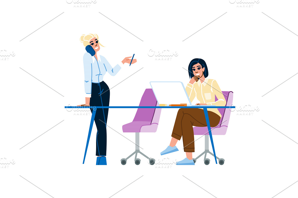 Businesswomen working together in, a Person Illustration by pikepicture