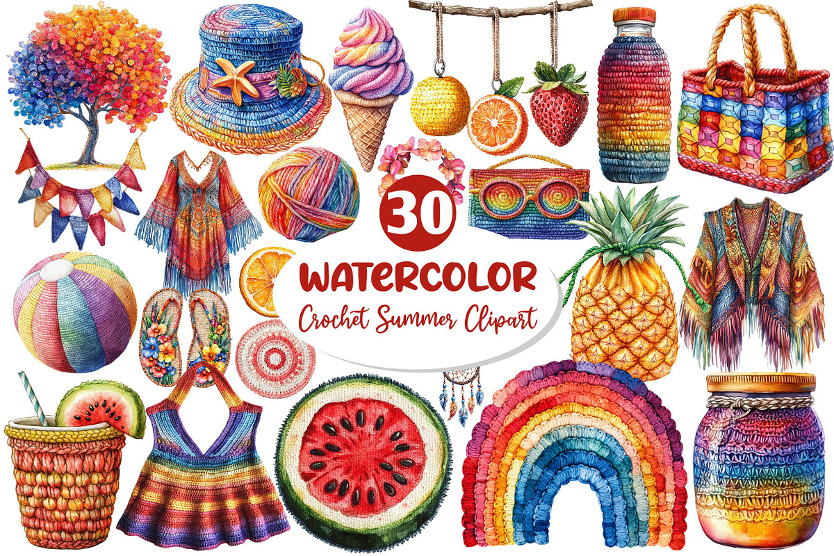 Crochet Summer Clipart PNG, an Illustration by Dream Creation (Photo 1 of 6)