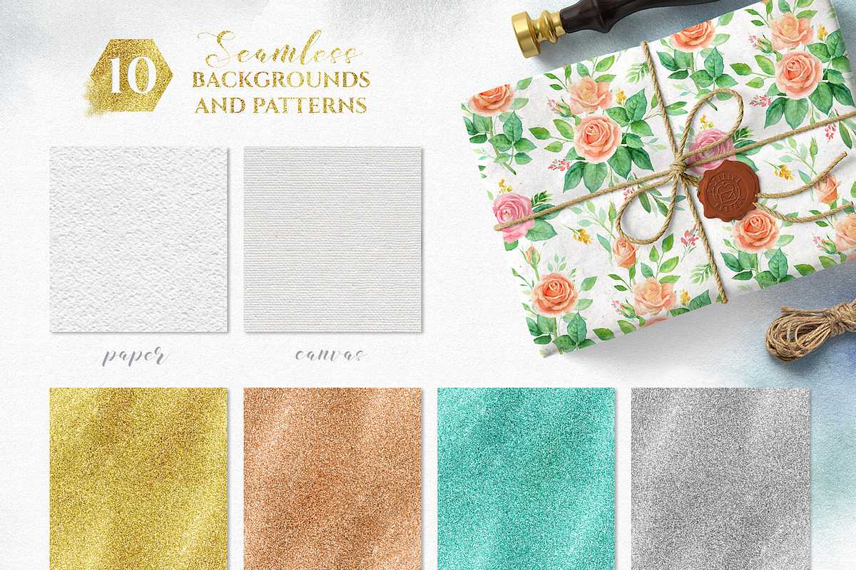 Magic flowers. Watercolor set., a Texture Illustration by LeiaSW (Photo 8 of 9)