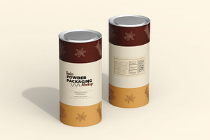 Paper Tube With Metallic Lid Mockup