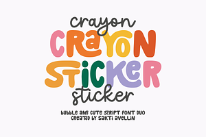 Crayon Sticker - Display Font Duo