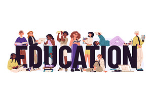 Students, school education concept, an Education Illustration by PaperTrident