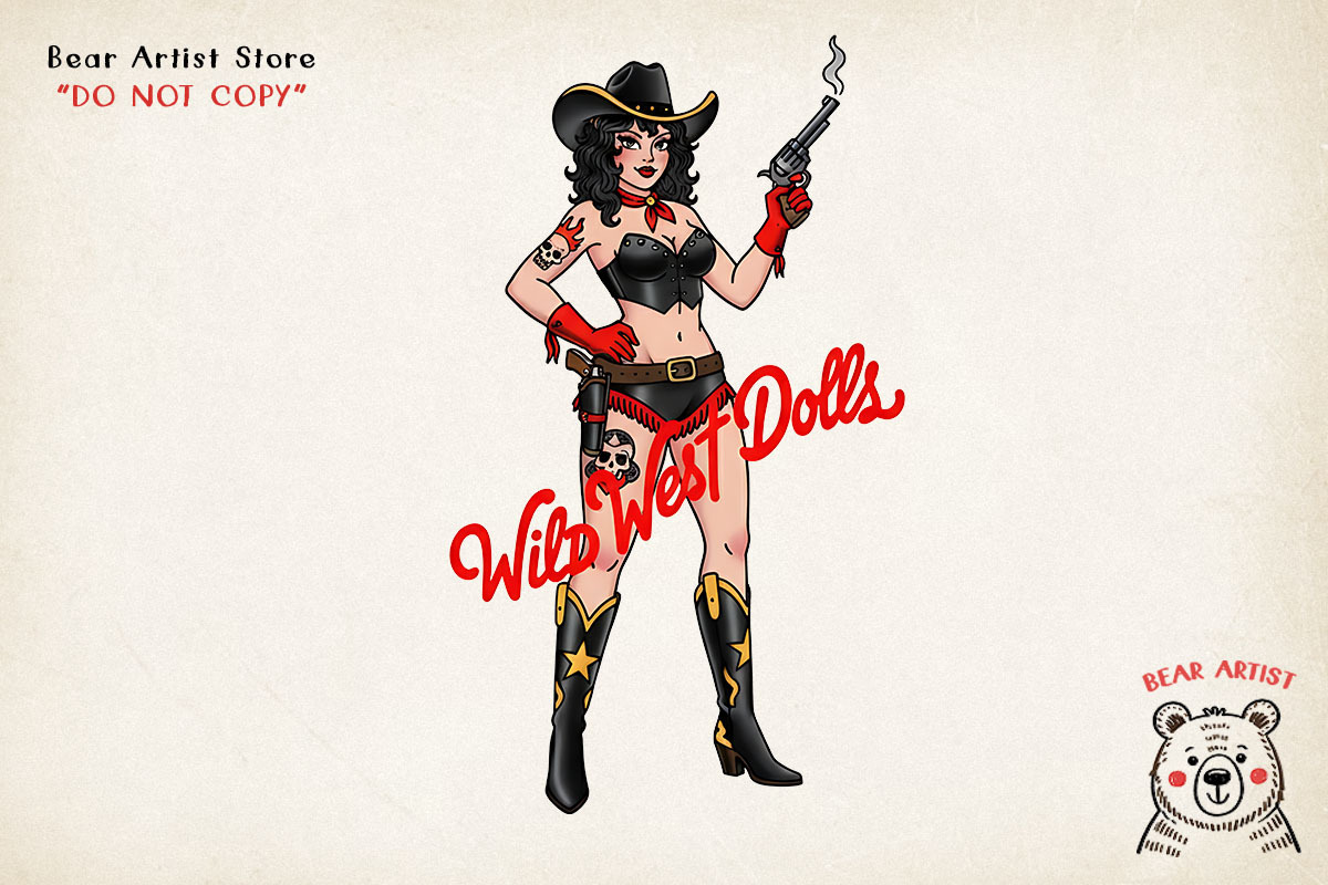 Retro Pin-Up Cowgirl Clipart Bundle, a Graphic by GlitterCraft (Photo 38 of 61)
