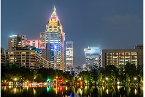 Taipei skyscrapers reflections at, an Architecture Photo by Leonid Andronov