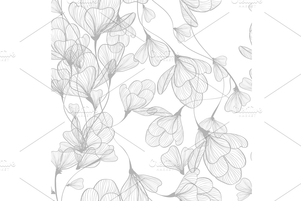 Seamless background grey flowers, a Texture Illustration by Nenahliadava Design