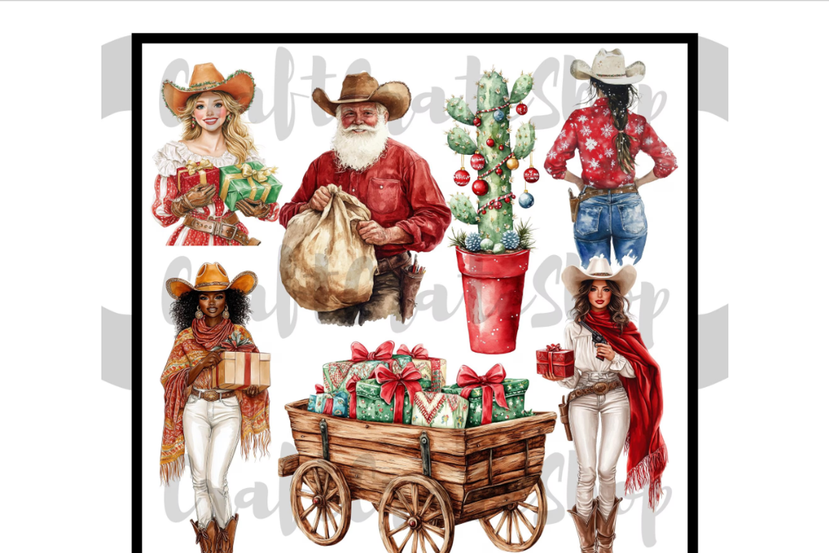 Watercolor Western Christmas Clipart, an Illustration by CraftCrateShop (Photo 6 of 7)