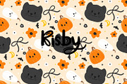 Halloween Black Cat and Pumpkin Sea, a Pattern Graphic by KisbyArt (Thumbnail 1 of 3)
