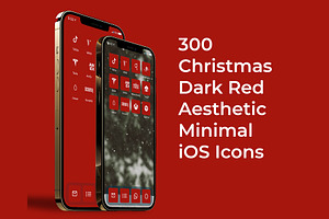 300 Christmas Dark Red iOS 14 Icons