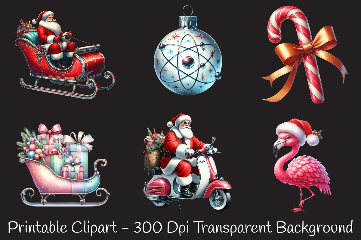 Retro Vintage Christmas Clipart Pack, an Illustration by RobertsArt (Photo 3 of 7)