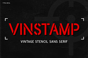 Vinstamp - Stencil Sans, a Sans Serif Font by Typia Nesia (Thumbnail 1 of 10)