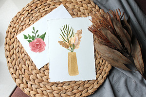 Watercolor Boho Dry Flowers Clipart