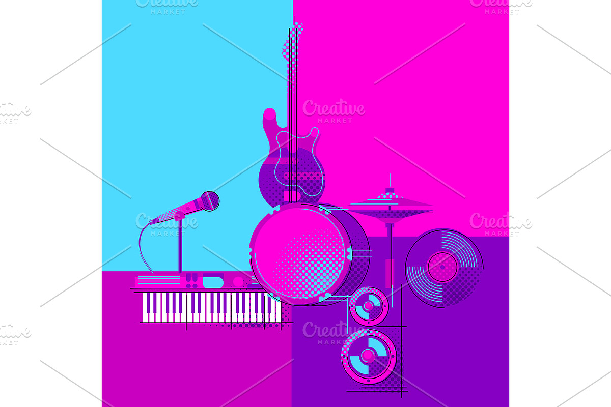 Background with musical items., an Object Illustration by incomible