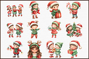 Christmas Kids Watercolor Clipart, an Illustration by Sublimation Artist (Thumbnail 3 of 6)