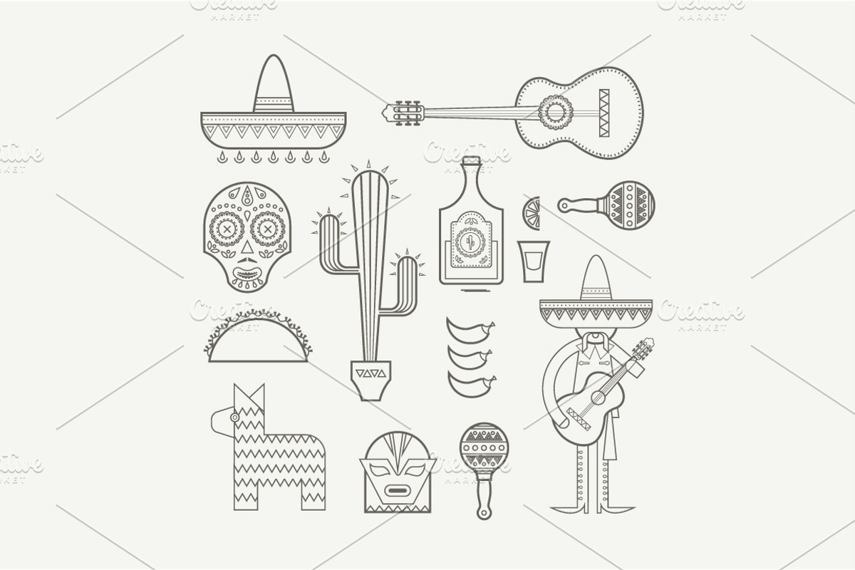 Vector Mexico icons preview 3