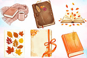 Watercolor Autumn Books Clipart PNG, a Seasonal Illustration by Canvas Craft (Thumbnail 3 of 5)