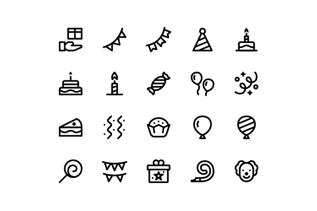 Birthday Line Icons, an Icon by Ayub_Irawan
