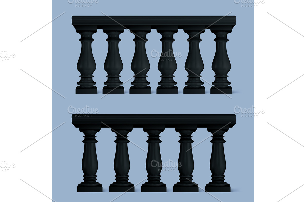 Decorative 3d balustrade silhouettes, an Object Illustration by art PVP - market