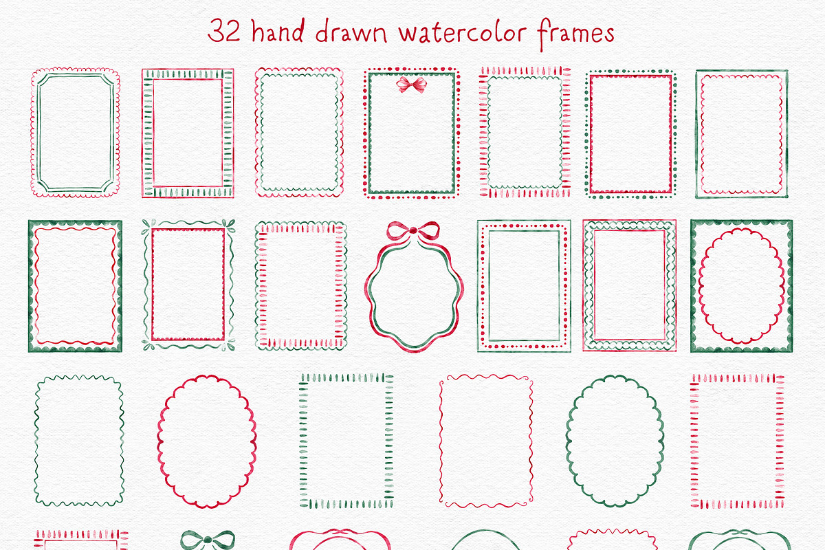 Watercolor Christmas Frames Clipart, an Object Graphic by Solo Art Original (Photo 2 of 9)