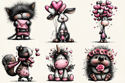 Watercolor Valentine Animals Clipart, an Illustration by DreamCafeArt (Thumbnail 6 of 6)